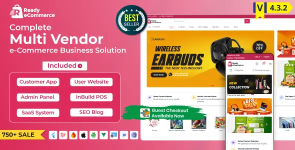Ready Ecommerce - Complete Multi Vendor e-Commerce Mobile App, Customer Website with Store POS