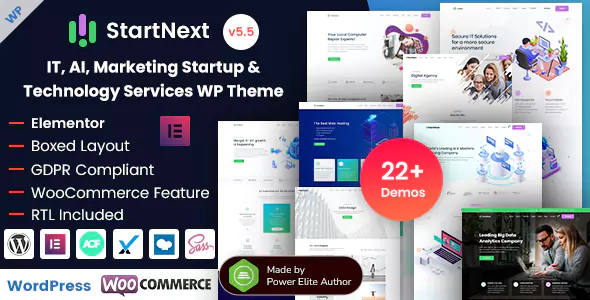 StartNext - IT, AI, Marketing Startup & Technology Services WordPress Theme