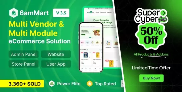 6amMart - Multivendor Food, Grocery, eCommerce, Parcel, Pharmacy Delivery App with Admin & Website