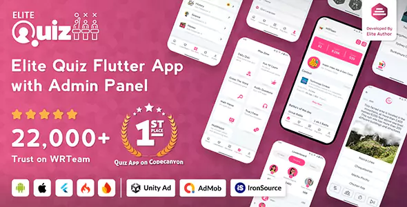 Elite Quiz - Trivia Quiz - Quiz Game - Flutter Full App + Admin Panel