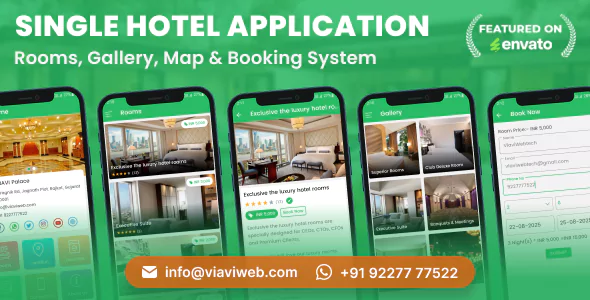 Android Single Hotel Application with Rooms, Gallery, Map & Booking System