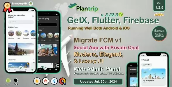 PlanTrip - Social Flutter Full App with Chat, Web Admin Panel, Google Admob