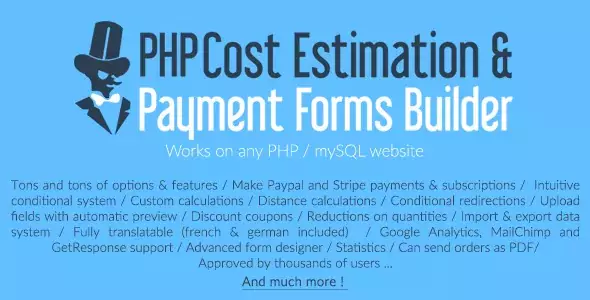 PHP Cost Estimation & Payment Forms Builder