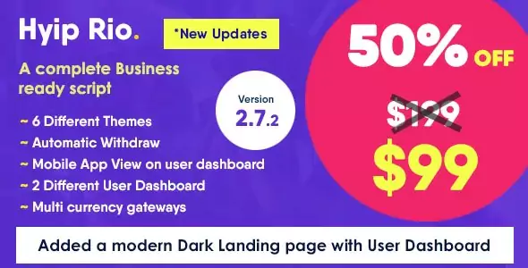 Hyip Rio - Advanced Hyip Investment Scheme with Ranking System and Automatic Withdraw