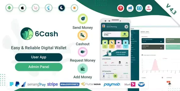 6Cash - Digital Wallet Mobile App with Laravel Admin Panel