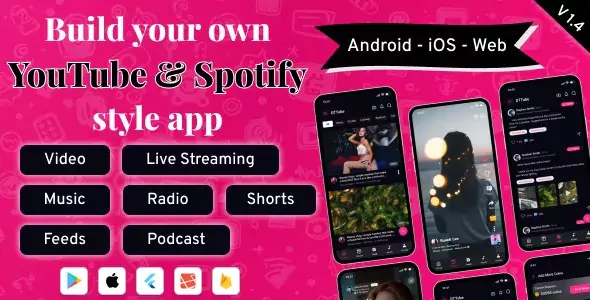 DTTube - Flutter YouTube Clone Video, Reels, Music, Podcast, Live Streaming App