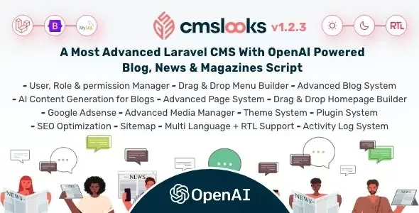 CMSLooks - Laravel CMS with OpenAI Powered Blog, News & Magazines Script