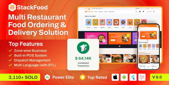 StackFood Multi Restaurant - Food Delivery App with Laravel Admin and Restaurant Panel