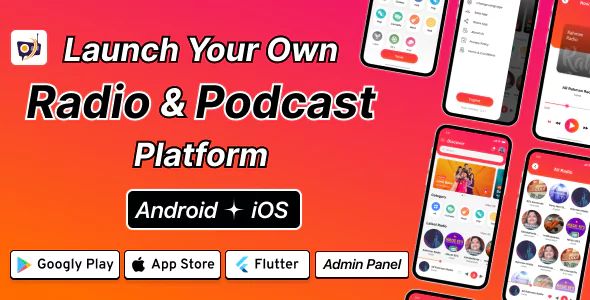 DTRadio - Online Radio Flutter (iOS - Android) Full Application with Admin Panel