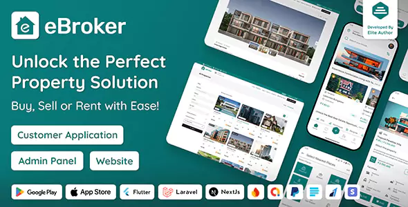 eBroker - Real Estate Property Buy-Rent-Sell Flutter App with Laravel Admin Panel