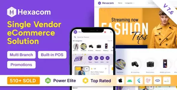 Hexacom - Single Vendor eCommerce App with Website, Admin Panel and Delivery Boy App