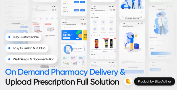 DrMedico - On Demand Pharmacy Delivery with Medicine Delivery and Upload Prescription App with 2 Apps & Admin
