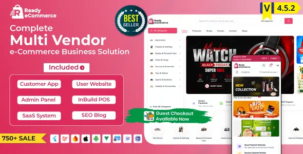 Ready Ecommerce - Complete Multi Vendor e-Commerce Mobile App, Customer Website with Store POS
