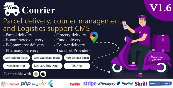 We Courier - Courier and Logistics Management CMS with Merchant, Delivery App