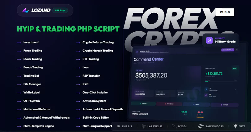 Lozand - HYIP Investment, Forex, Stock and Crypto Trading platform PHP Script