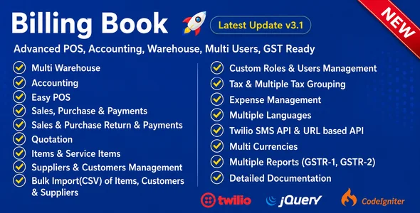 Billing Book - Advanced POS, Inventory, Accounting, Warehouse, Multi Users, GST Ready