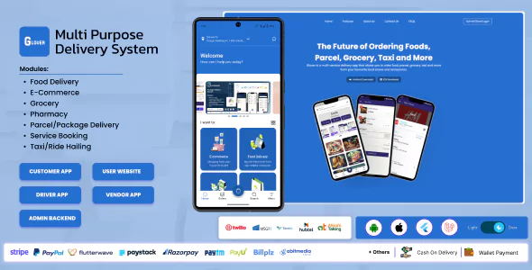 Glover - Grocery, Food, Pharmacy & Courier App with Admin, Vendor, Driver Panel