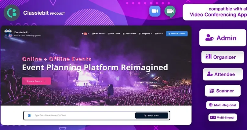 Eventmie Pro FullyLoaded - Event Management Software for Event Booking & Sell Tickets Online